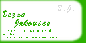 dezso jakovics business card